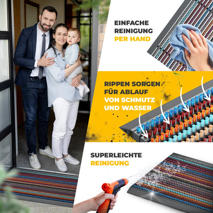Premium Fußabtreter für Außen - Kraftvollen Bürsten und Metall-Rahmen aus Alu