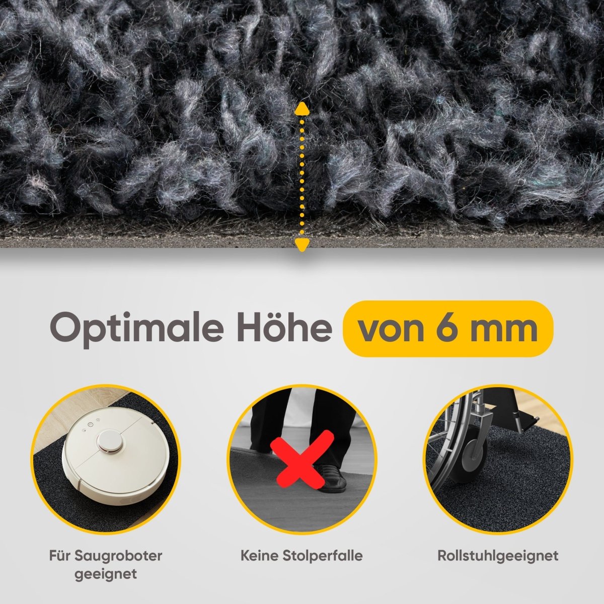 Fußmatte waschbar ohne Rand aus Baumwolle &quot;WATERBLOCK&quot; - Entrando