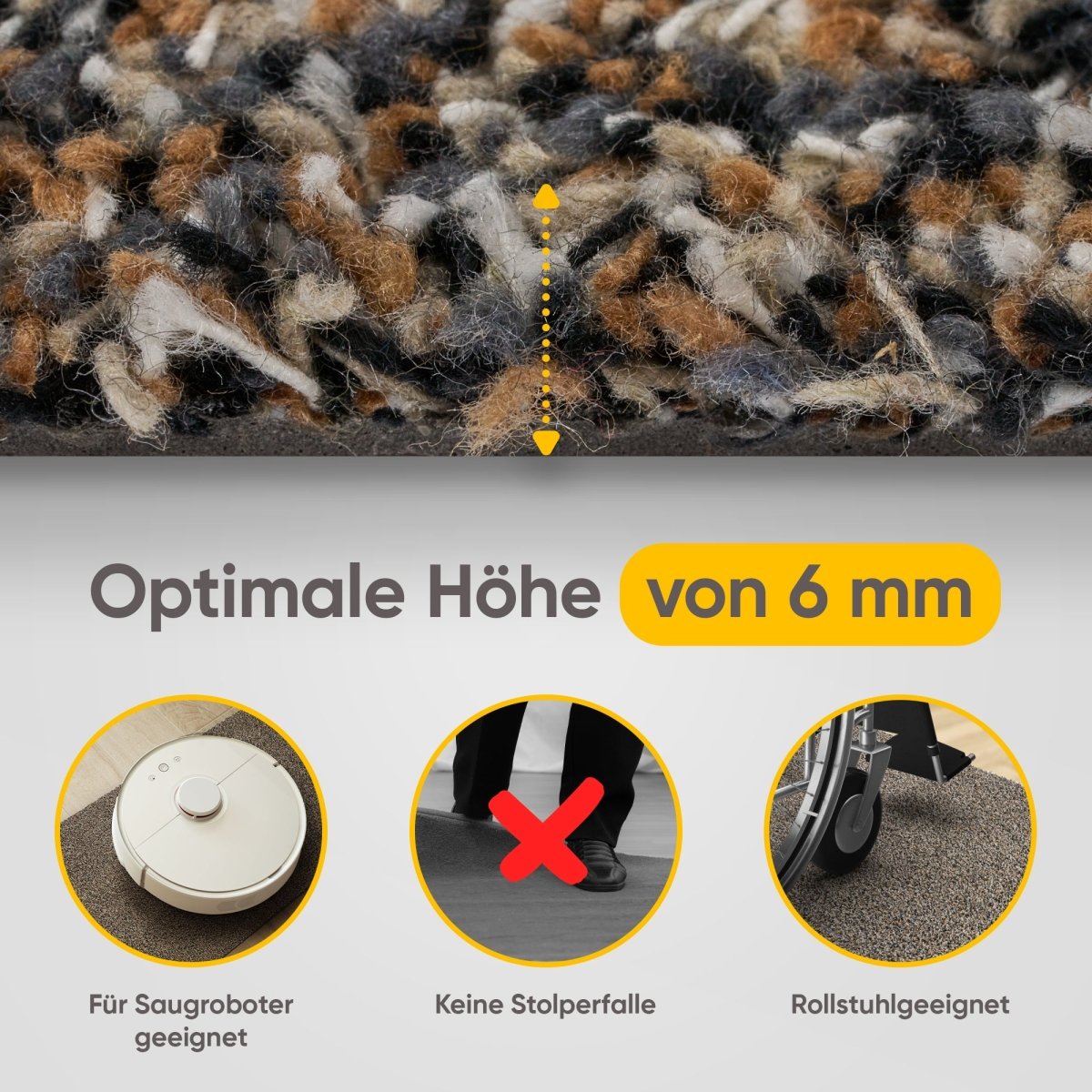 Fußmatte waschbar ohne Rand aus Baumwolle &quot;WATERBLOCK&quot; - Entrando