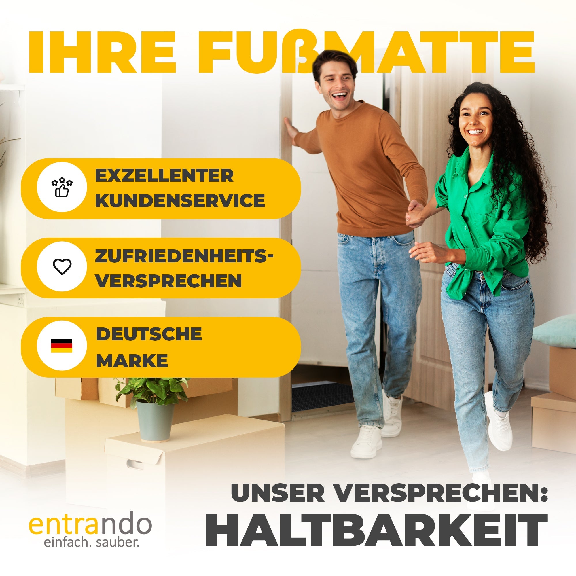 Premium Fußabtreter für Außen - Kraftvollen Bürsten und Metall-Rahmen aus Alu