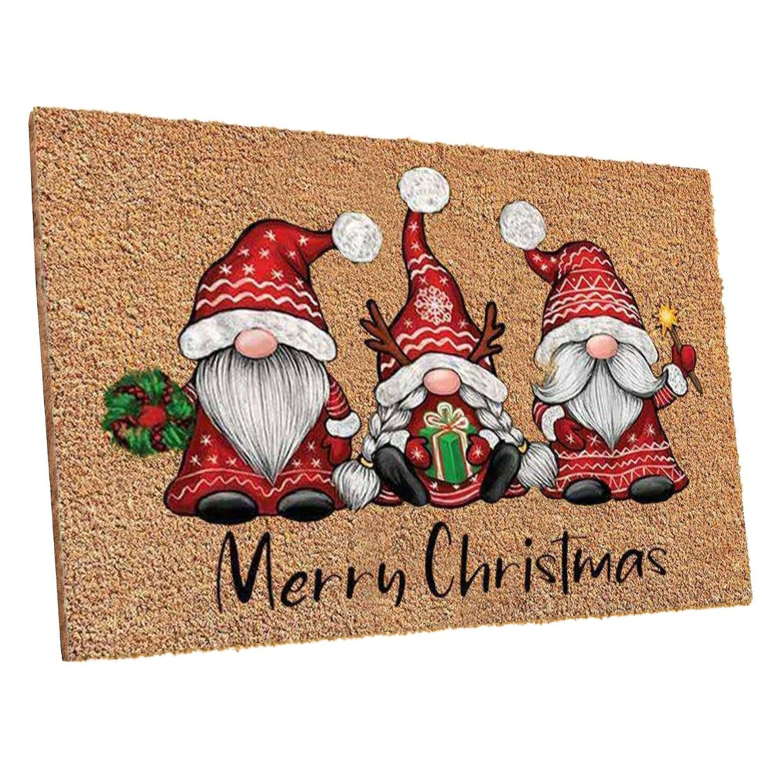 Fußmatte aus Kokos mit Zwergen Motiv &amp; Merry Christmas - Entrando