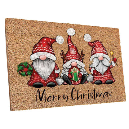 Fußmatte aus Kokos mit Zwergen Motiv & Merry Christmas - Entrando