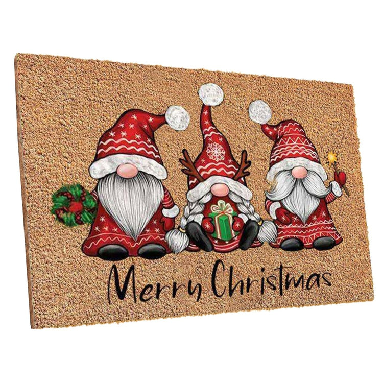 Fußmatte aus Kokos mit Zwergen Motiv & Merry Christmas - Entrando