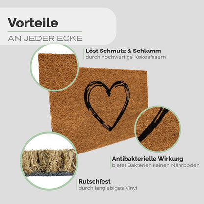 Kokos Fußmatte mit Motiv Herz - Entrando