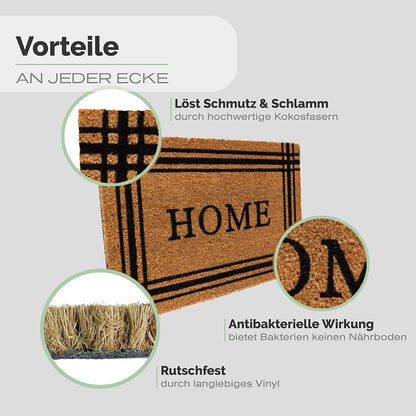 Kokos Fußmatte mit Streifen Motiv und Home - Entrando