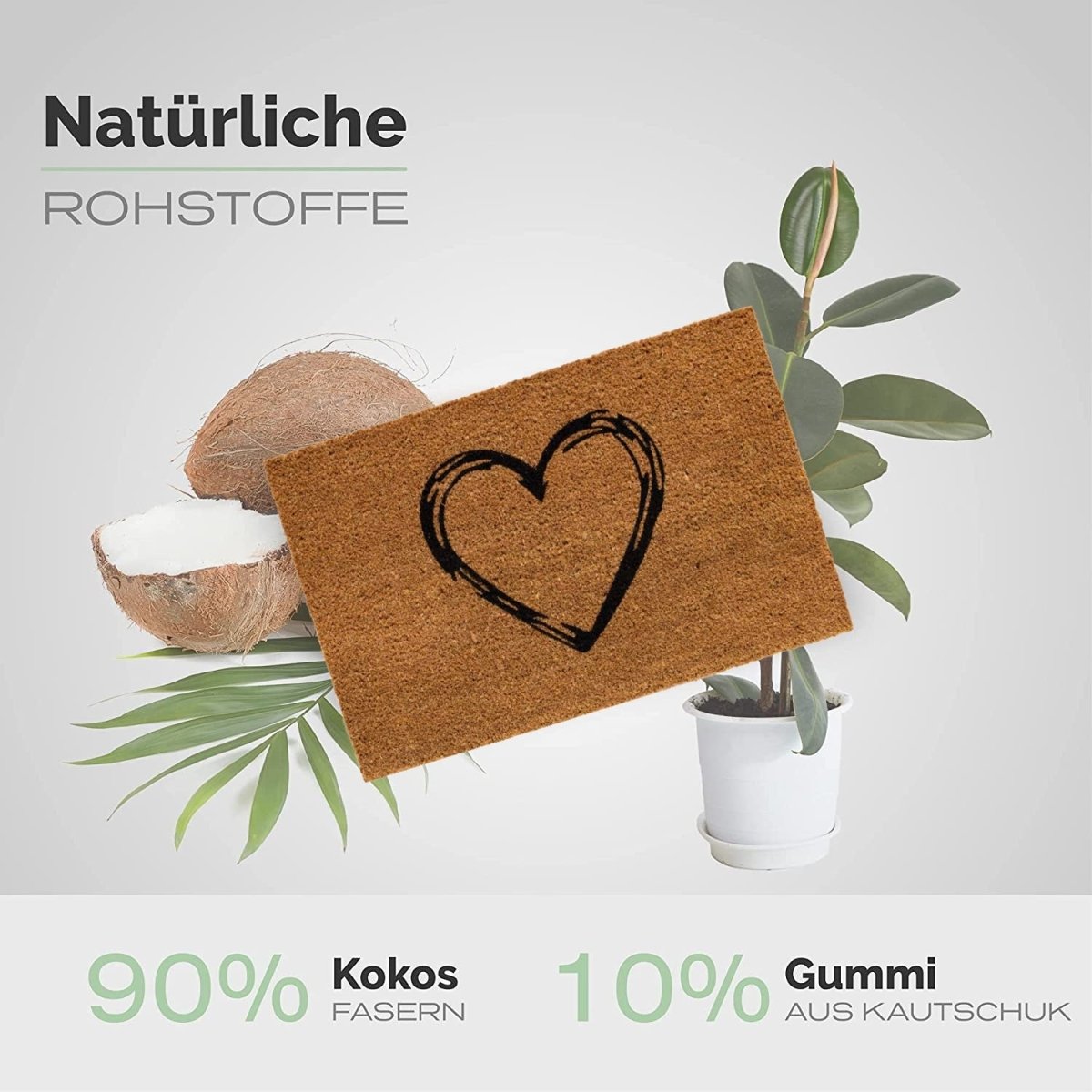 Kokos Fußmatte mit Motiv Herz - Entrando