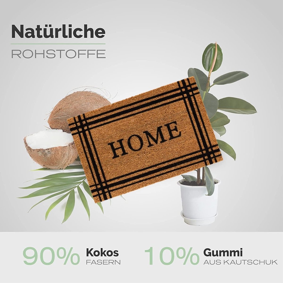 Kokos Fußmatte mit Streifen Motiv und Home - Entrando