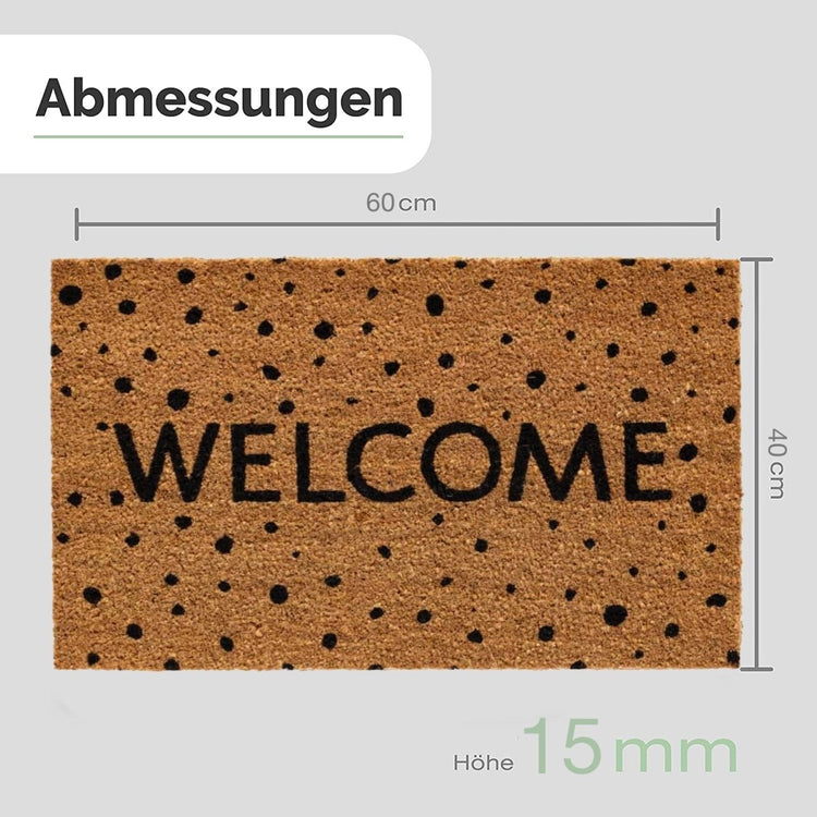 Kokos Fußmatte Welcome mit Punkte - Entrando