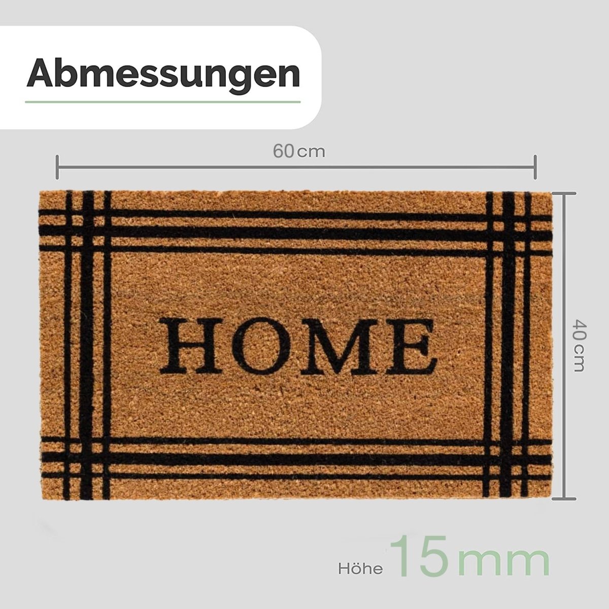 Kokos Fußmatte mit Streifen Motiv und Home - Entrando