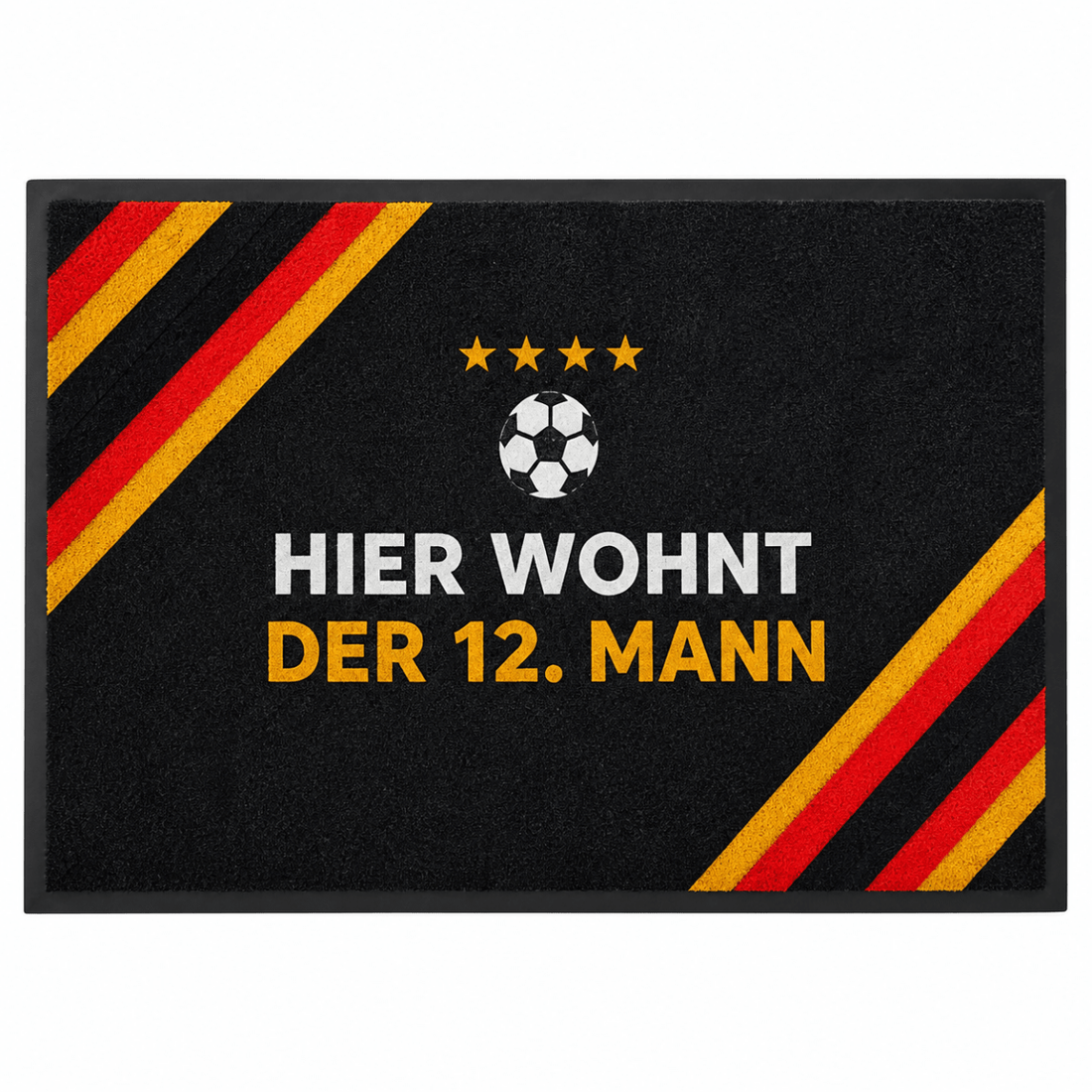 Fußmatte „Hier wohnt der 12. Mann" - Schwarz - Rot - Gold - Entrando