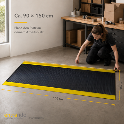 Entrando STANDENO 95 in Schwarz-Gelb, 90 × 150 cm: Größenangabe.