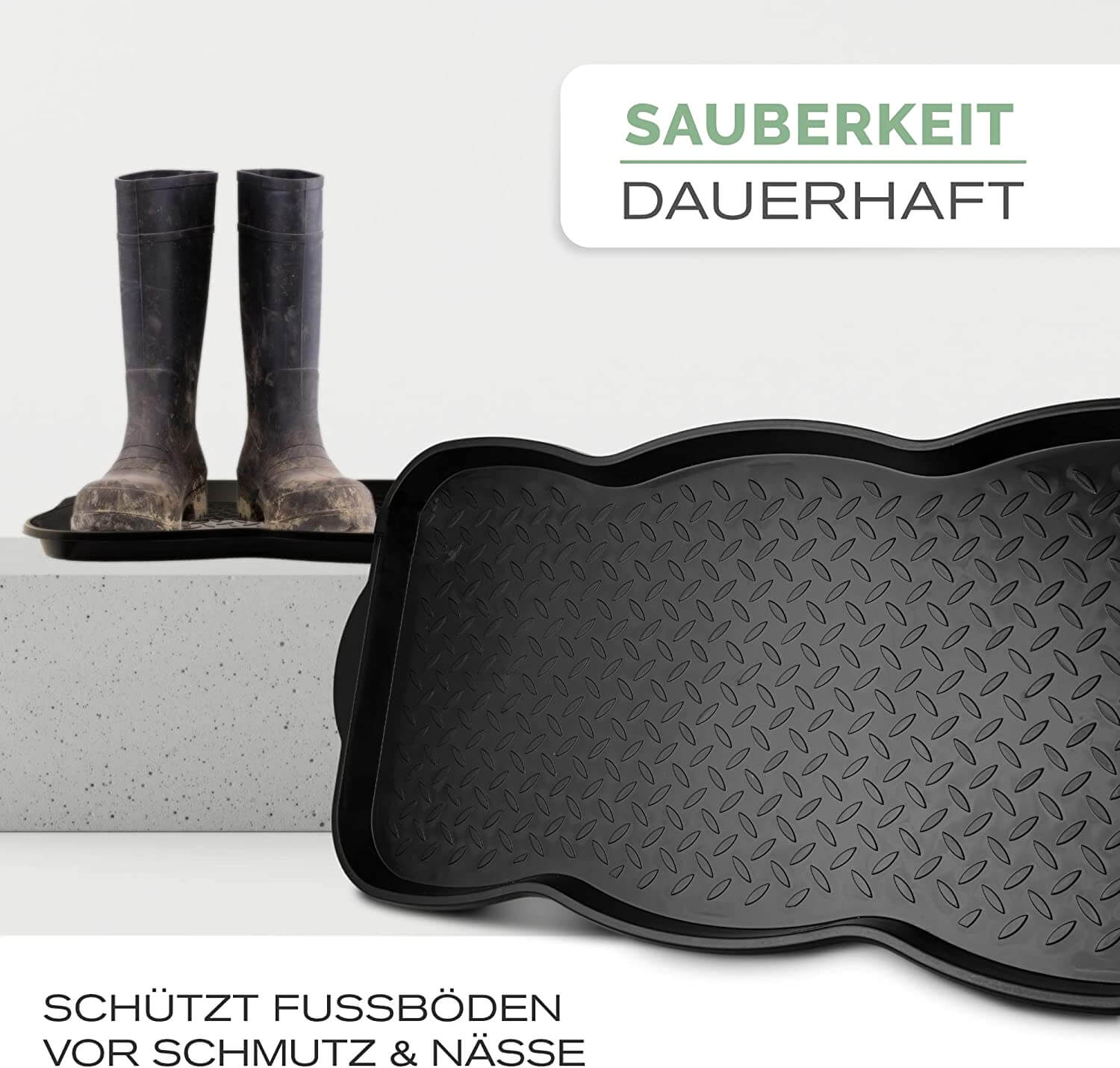 Kunststoff Schuhablage 2er Set grau - 60 x 40 cm - Schuhwanne Schuhmatte Schuh  Abtropfschale
