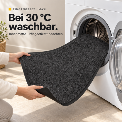 Die Innenmatte ist bei 30 Grad Celsius waschbar. Pflegeetikett und Maschinenkapazität beachten. Kokosmatte und Schale gehören nicht in die Waschmaschine.
