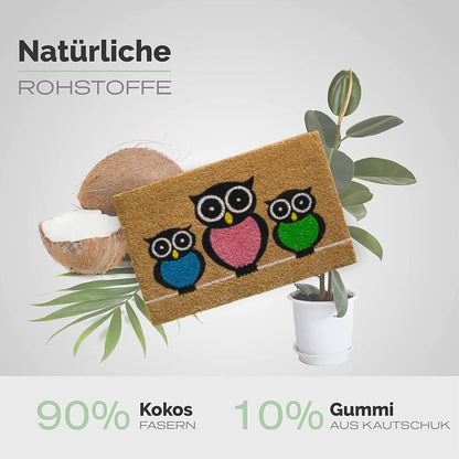 Entrando Fussmatte aus Kokos mit Eulen-Motiv - Entrando
