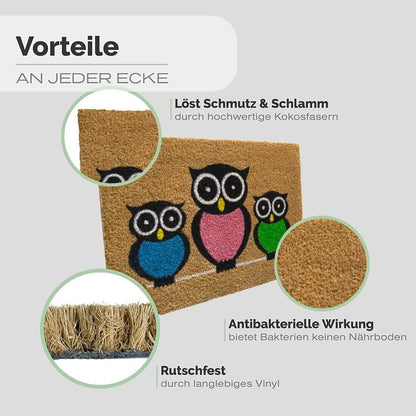 Entrando Fussmatte aus Kokos mit Eulen-Motiv - Entrando