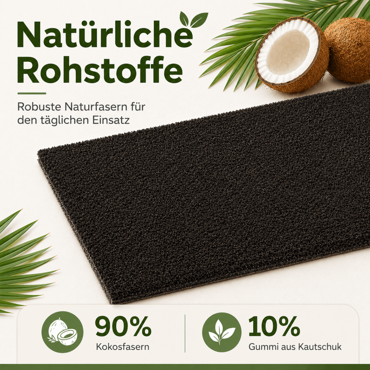 Fußmatte Kokos - für außen, rutschfest, robust - ideal als Türmatte für Eingang Haustür - Entrando