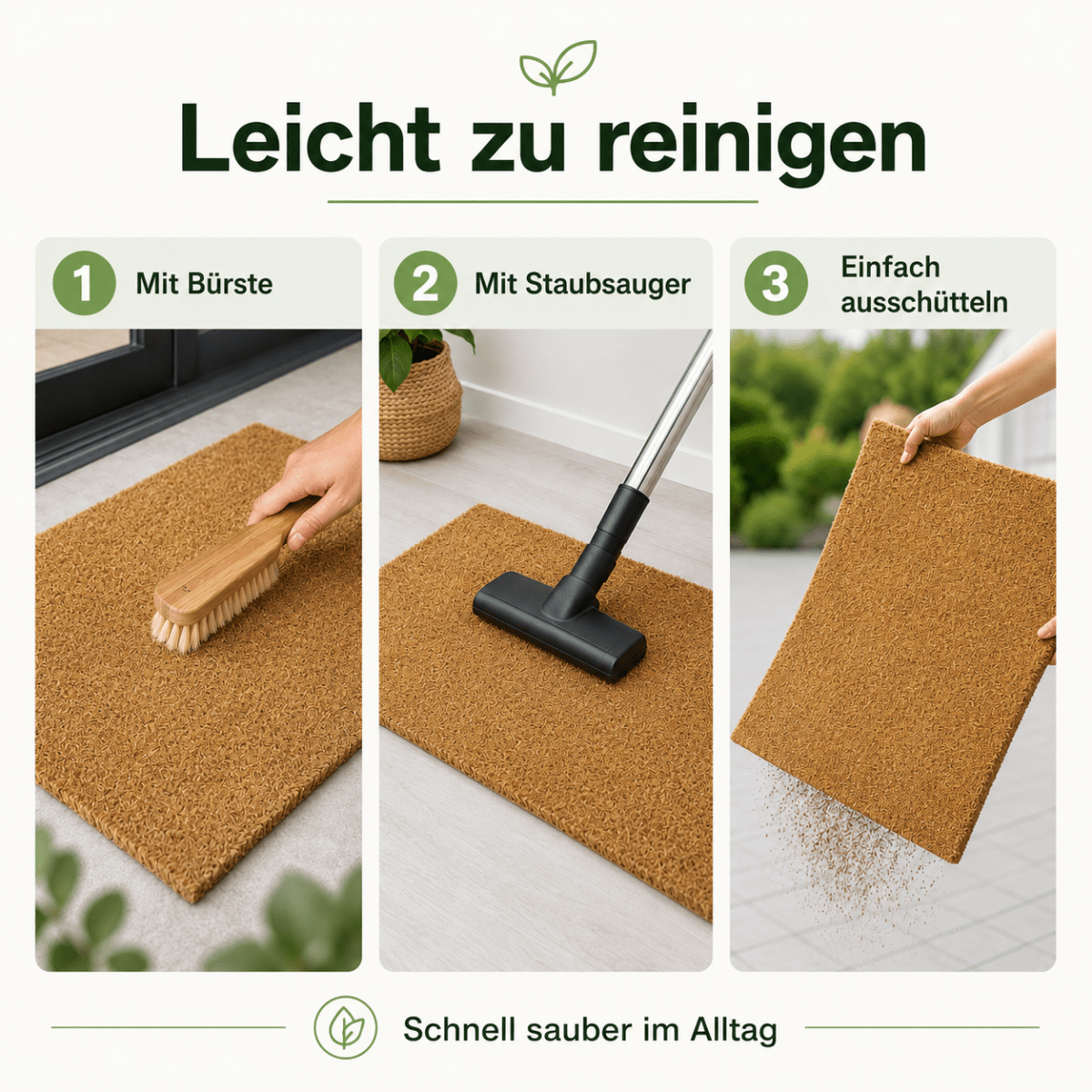 Fußmatte Kokos - für außen, rutschfest, robust - ideal als Türmatte für Eingang Haustür - Entrando