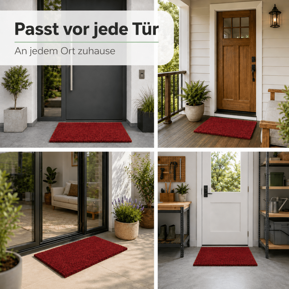 Fußmatte Kokos - für außen, rutschfest, robust - ideal als Türmatte für Eingang Haustür - Entrando