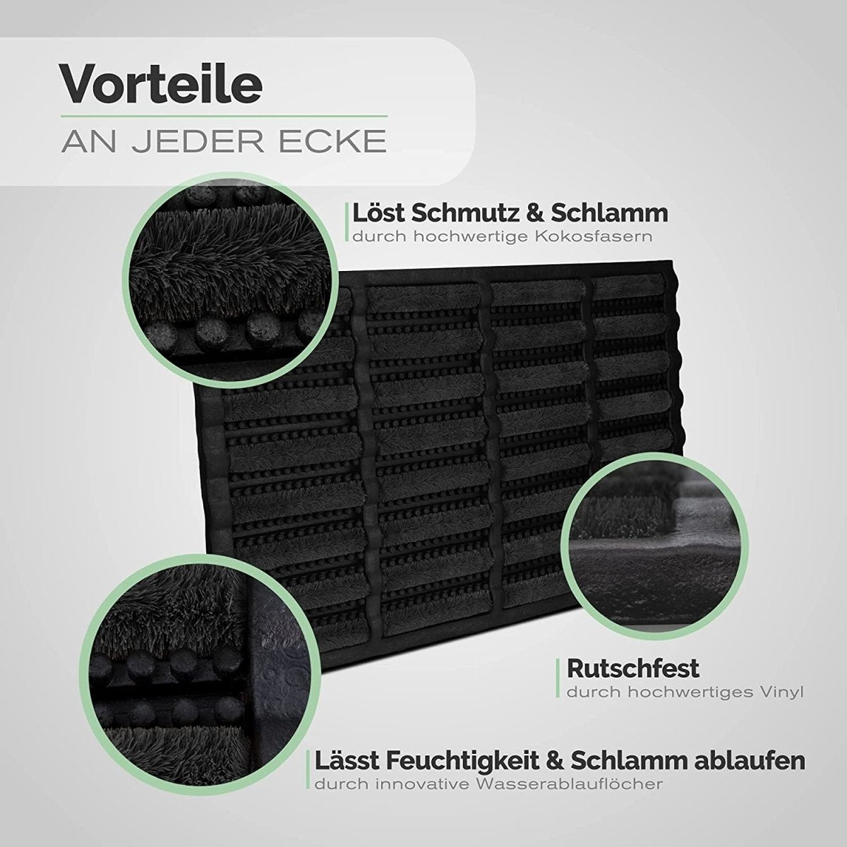 Fußmatte aus Kokos und Gummi | für außen | robust, rutschfest, wetterfest - Entrando