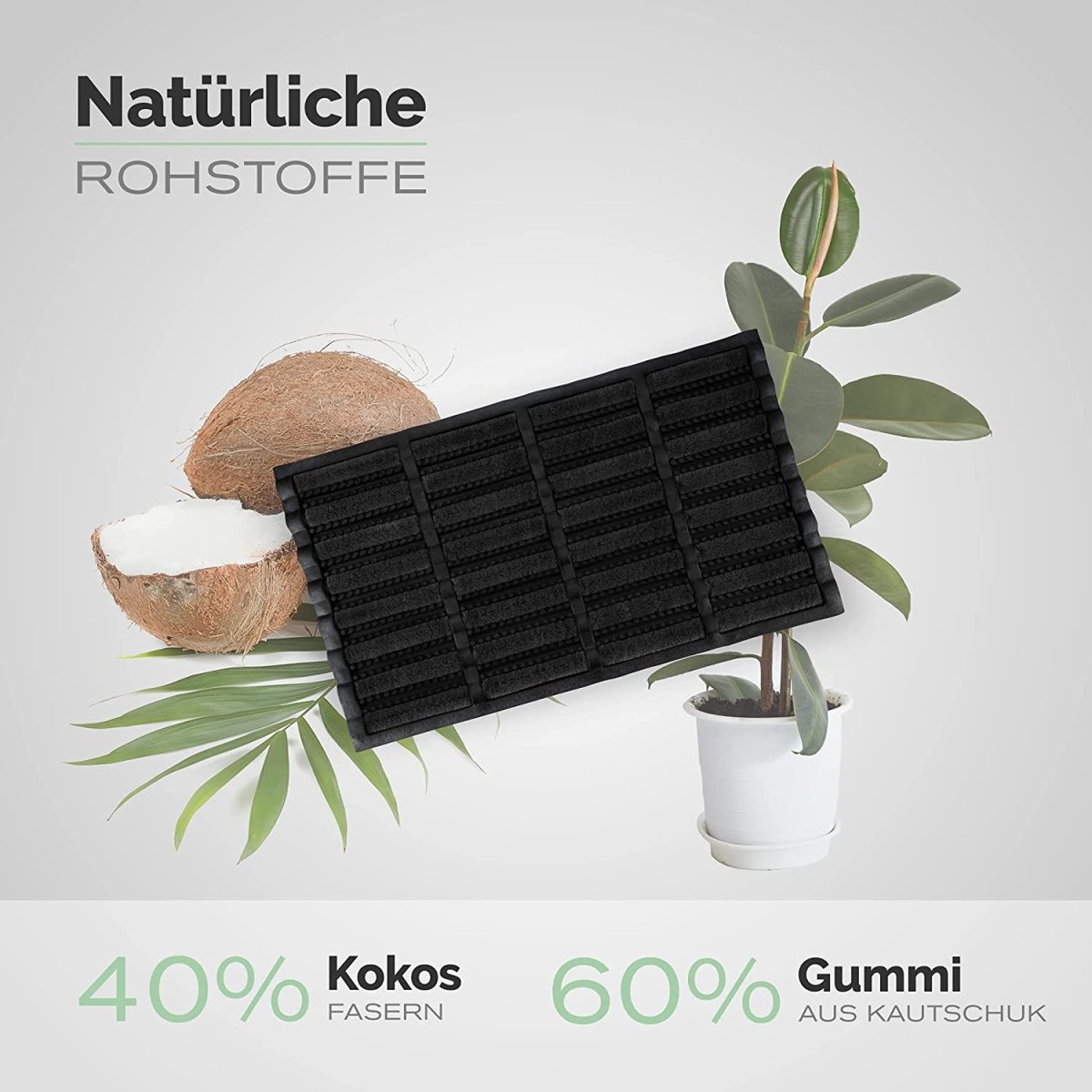 Fußmatte aus Kokos und Gummi | für außen | robust, rutschfest, wetterfest - Entrando