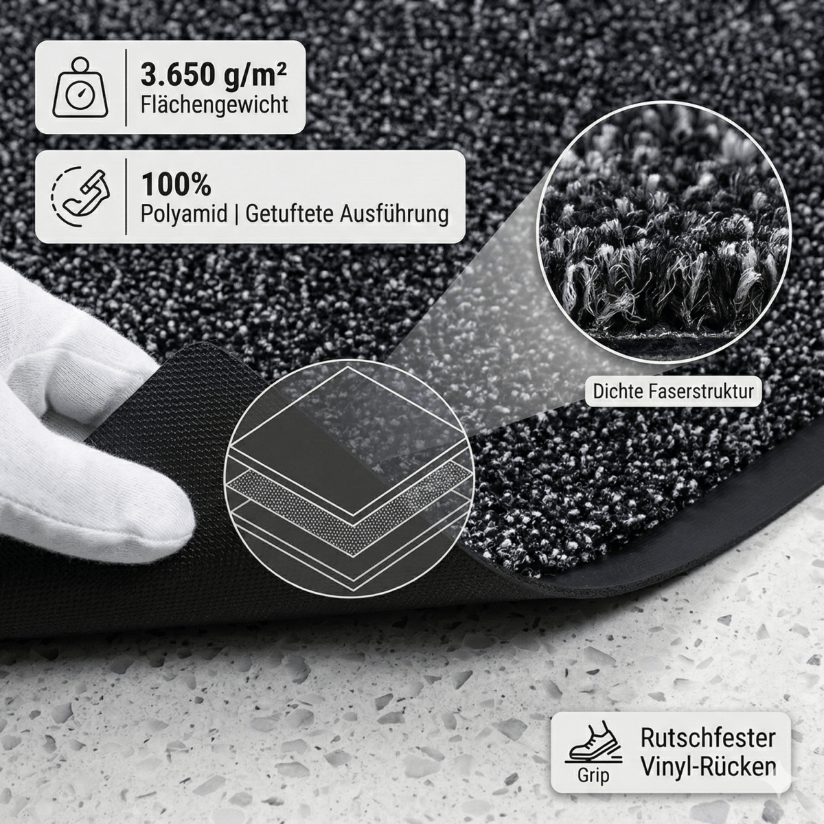 Schmutzfangmatte Gewerbe brandschutzgeprüft "BRILLO" - Entrando