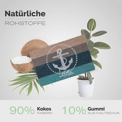 Fussmatte aus Kokos mit Anker-Motiv - Entrando