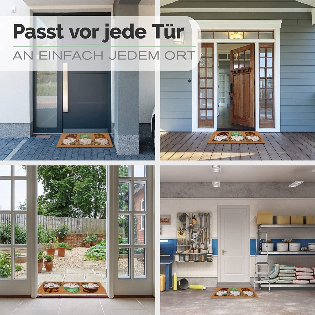 Fussmatte aus Kokos mit drei bunten Zwergen - Entrando