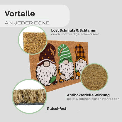 Fussmatte aus Kokos mit drei bunten Zwergen - Entrando