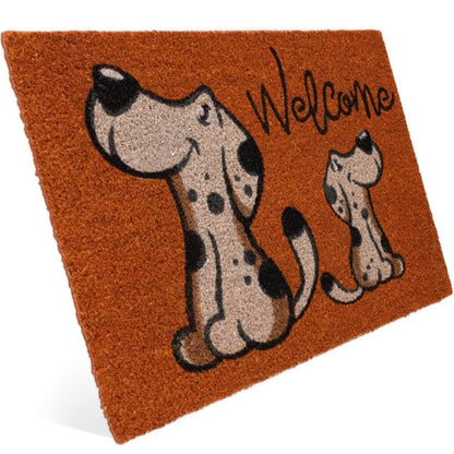 Fussmatte aus Kokos mit Hunde Motiv &amp; Welcome - Entrando