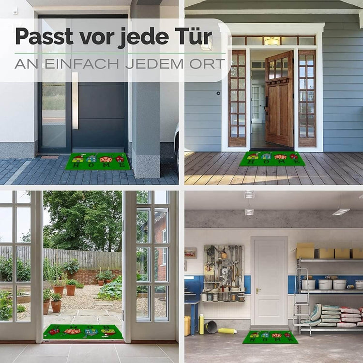 Fussmatte aus Kokos mit Motiv aus bunten Häuser & Welcome Aufschrift - Entrando