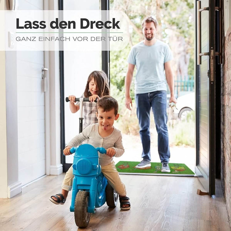 Fussmatte aus Kokos mit Motiv aus bunten Häuser & Welcome Aufschrift - Entrando