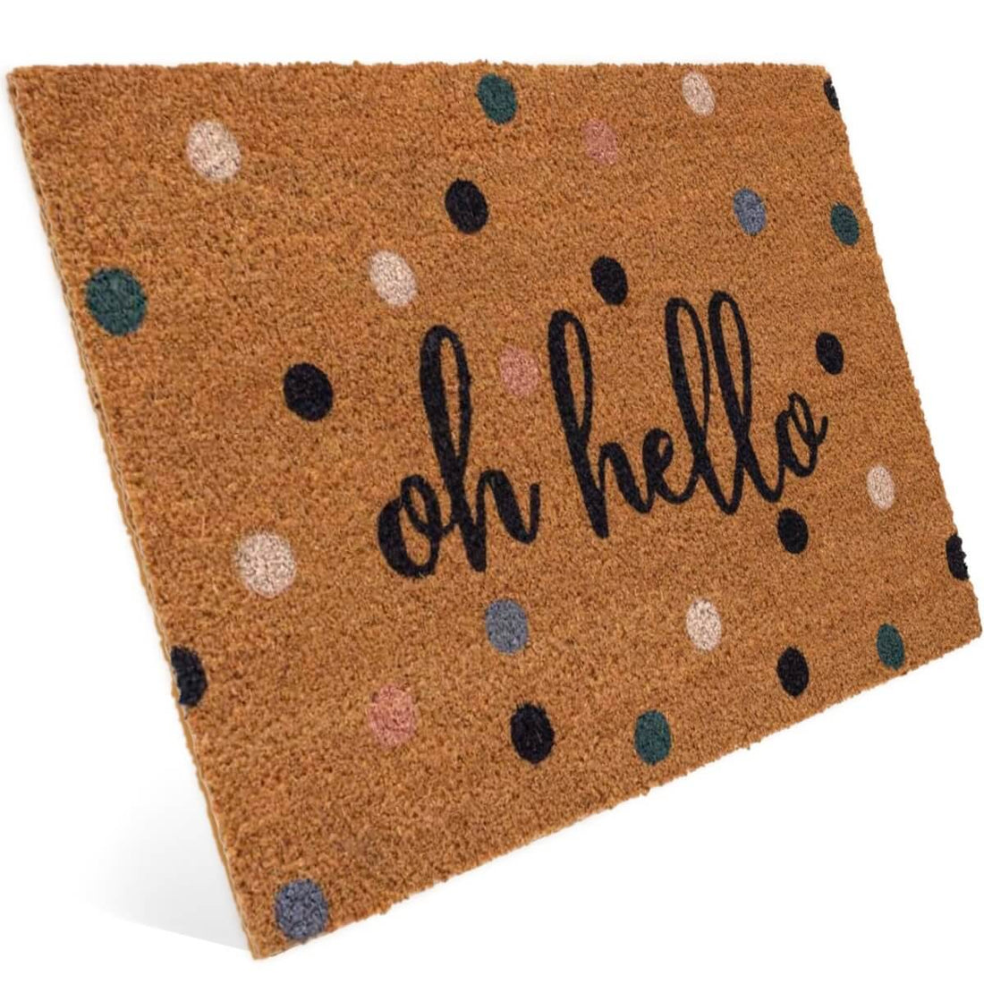Fußmatte aus Kokos mit Punkte Motiv &amp; Oh Hello - Entrando