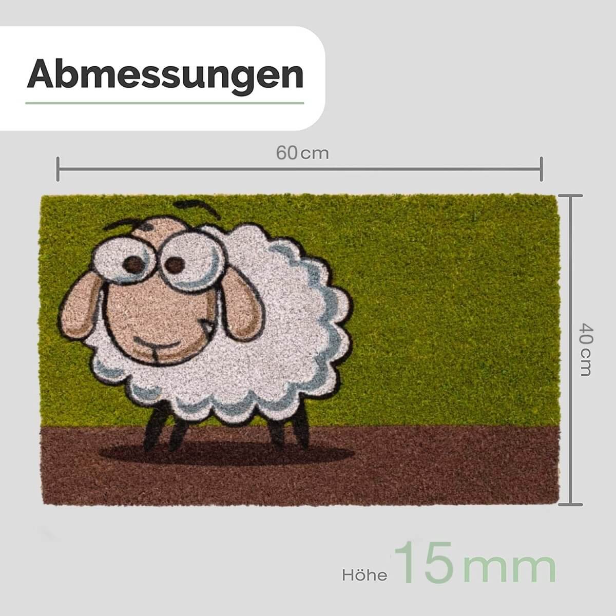 Entrando Fußmatte aus Kokos mit Schaf Motiv - Abmessungen