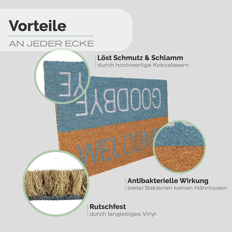 Fussmatte aus Kokos mit Welcome & Goodbye Motiv - Entrando
