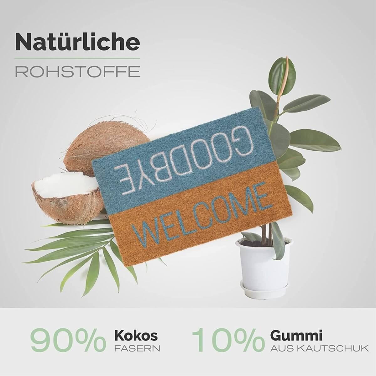 Fussmatte aus Kokos mit Welcome & Goodbye Motiv - Entrando