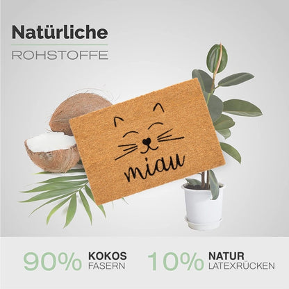 Fussmatte Kokos Miau mit Katzenmotiv - Entrando