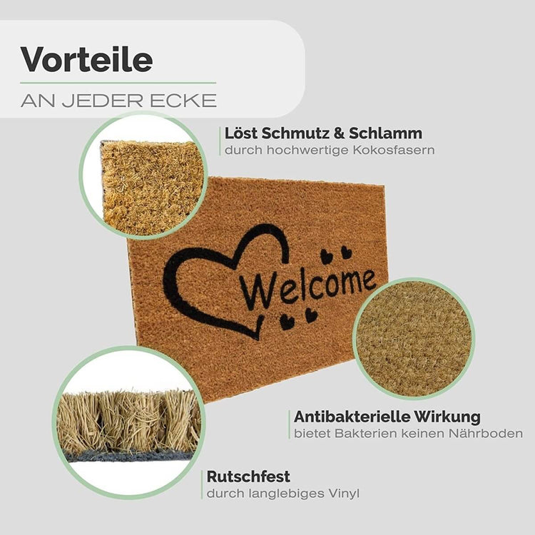 Fussmatte Kokos Welcome mit Herz - Entrando