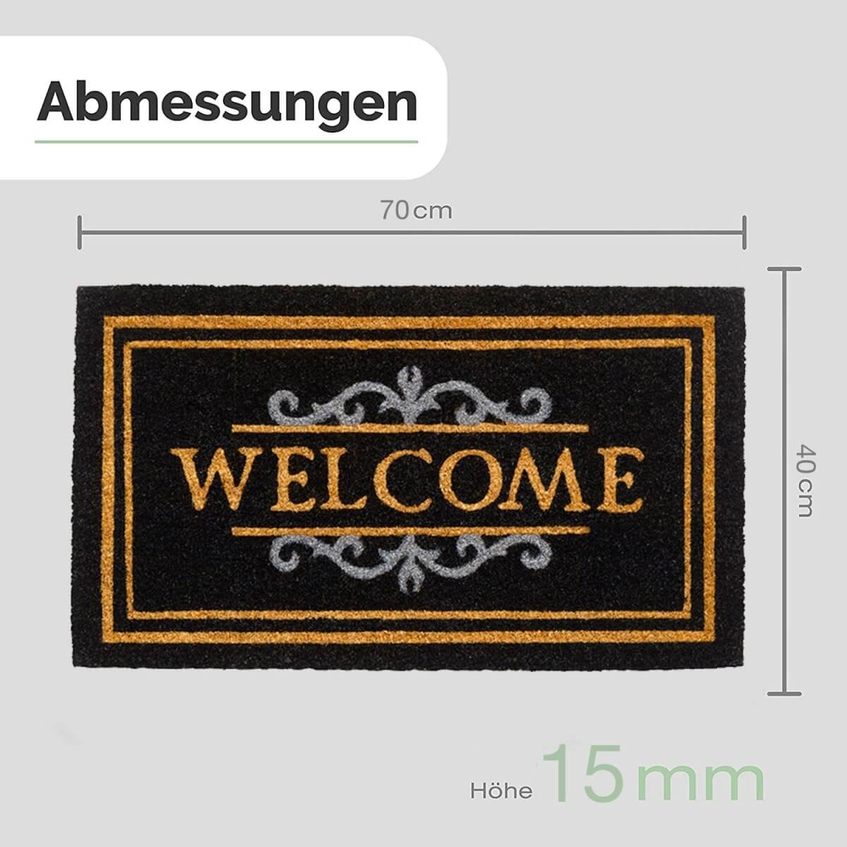 Fussmatte Kokos Welcome mit Ornament Aufdruck - Entrando