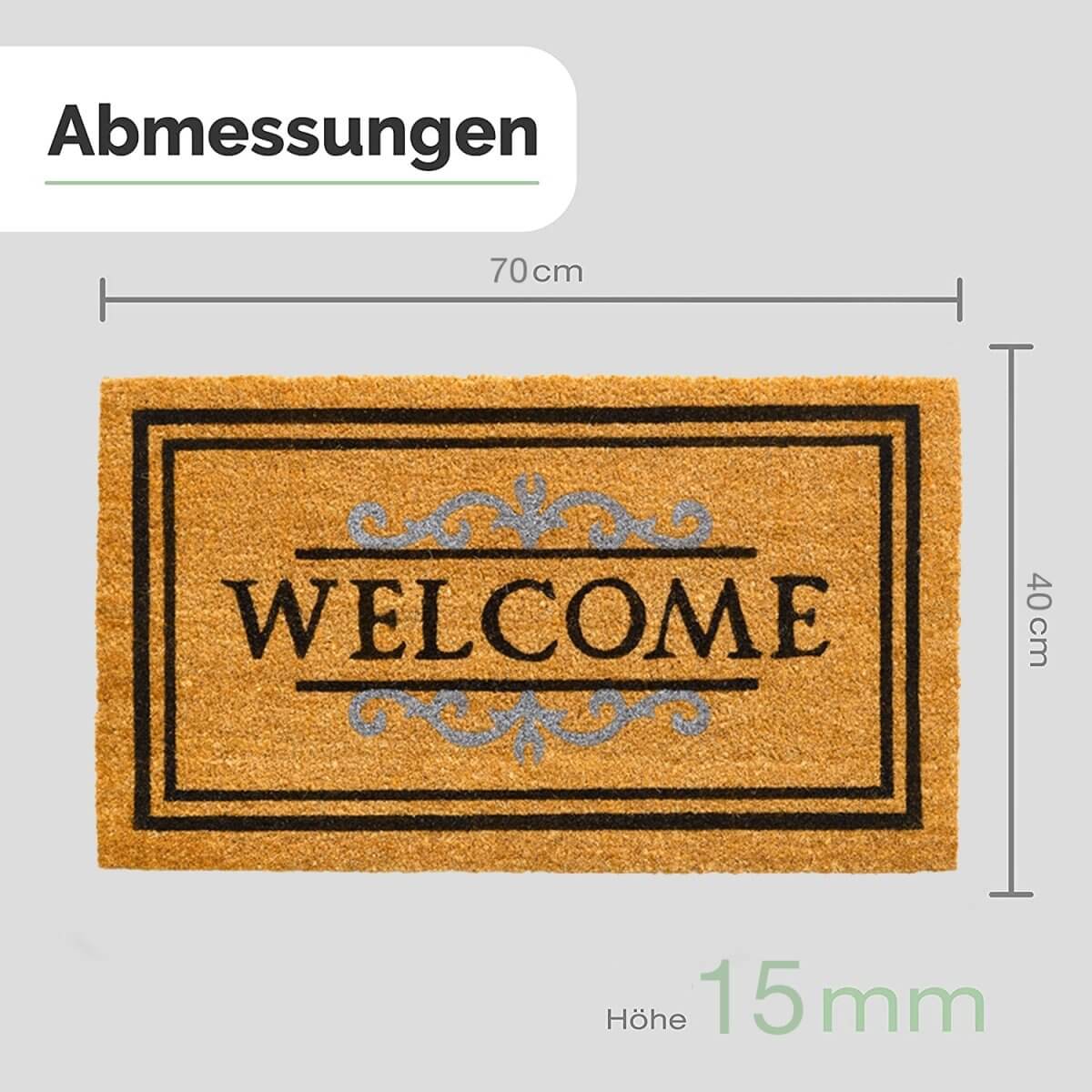 Fussmatte Kokos Welcome mit Ornament Aufdruck - Entrando