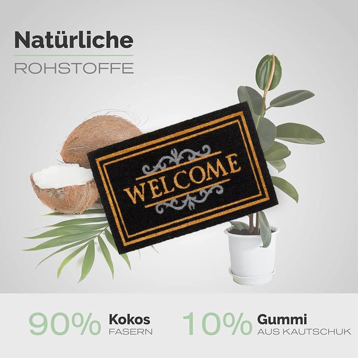 Fussmatte Kokos Welcome mit Ornament Aufdruck - Entrando