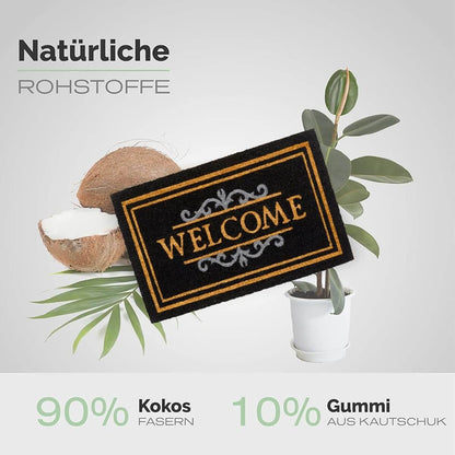 Fussmatte Kokos Welcome mit Ornament Aufdruck - Entrando