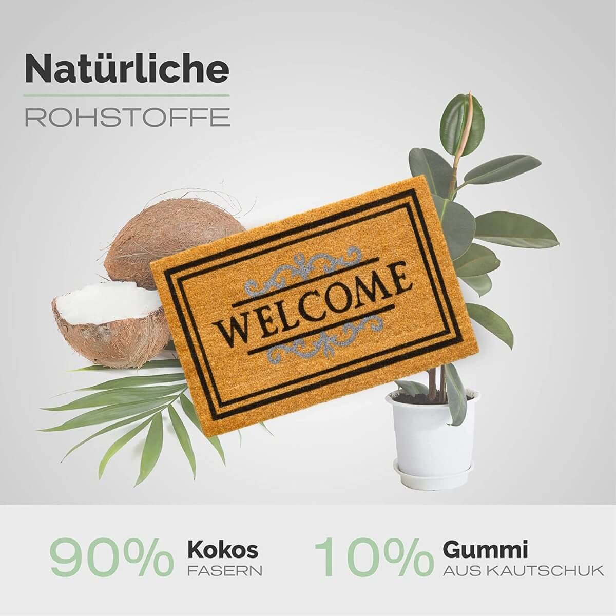 Fussmatte Kokos Welcome mit Ornament Aufdruck - Entrando