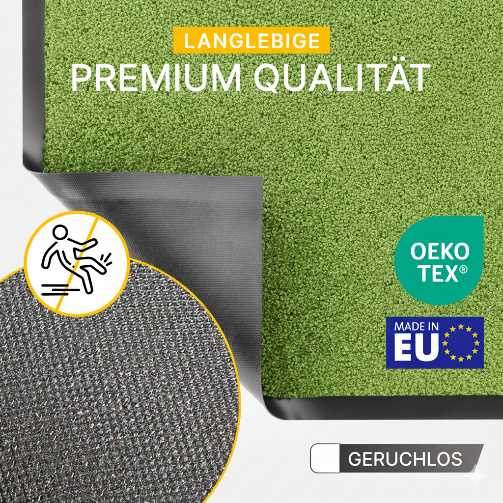 Premium Fußmatte für innen &amp; außen - Flach, Waschbar, Rutschfest