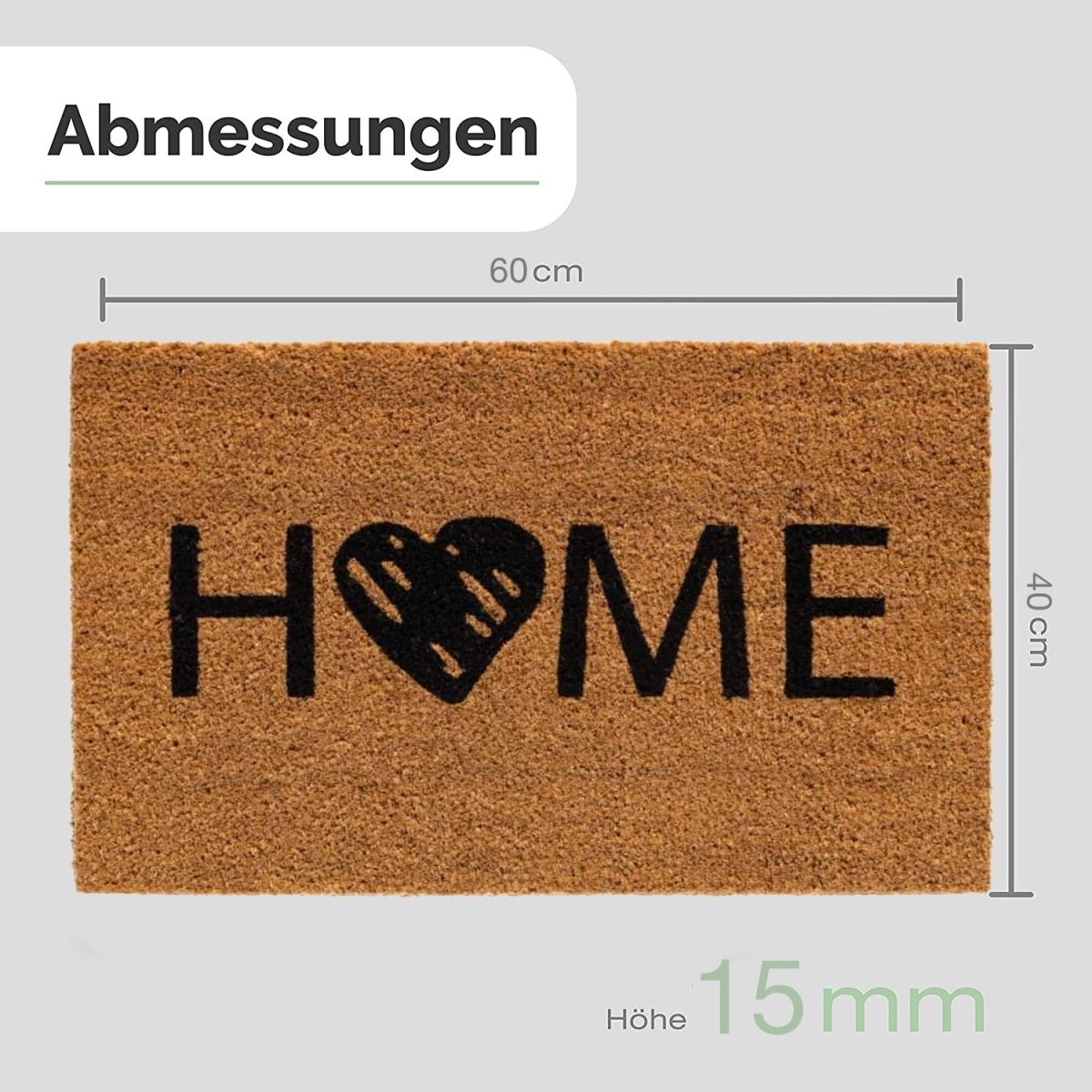 Herzlicher Empfang - Kokos Fußmatte mit HOME Herz-Motiv - Entrando