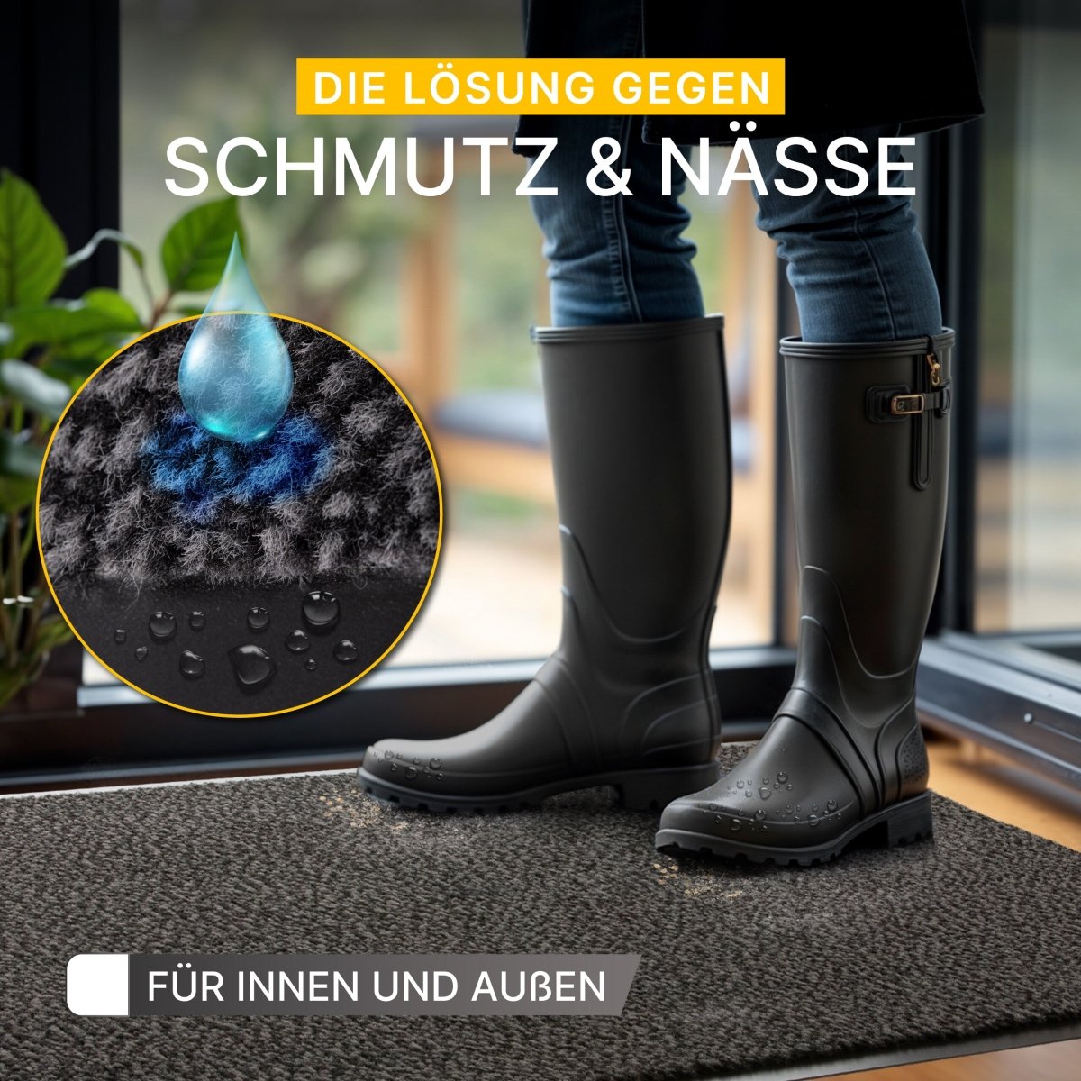 Schmutzfangmatte auf Maß – extra dünn, rutschfest &amp; zuschneidbar - Entrando