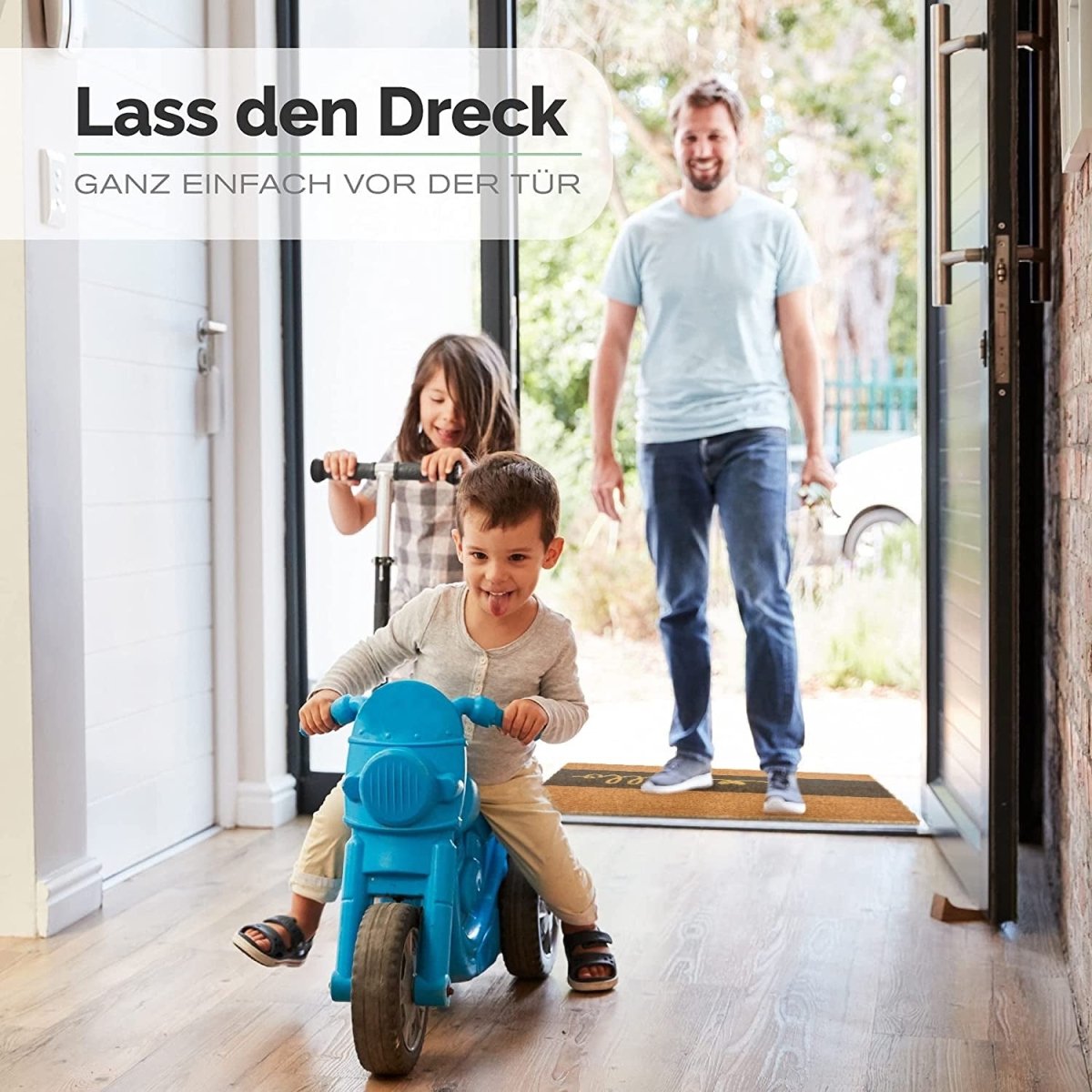 Kokos Fußmatte mit Herz Hello Motiv - Entrando