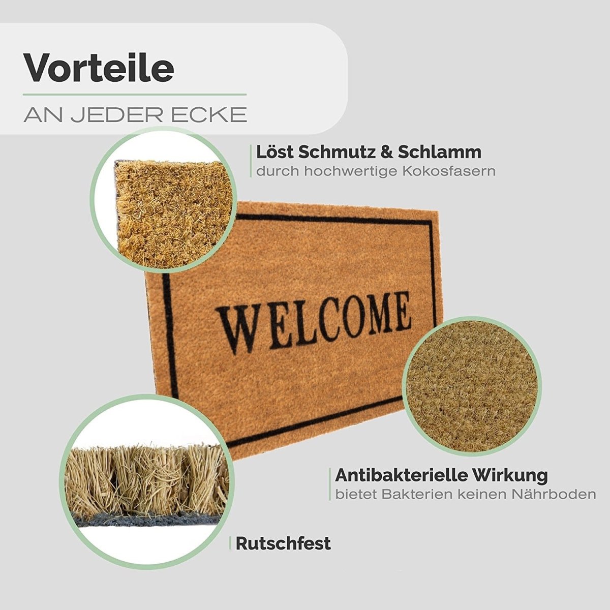 Kokos Fussmatte Welcome mit einen Rahmen - Entrando