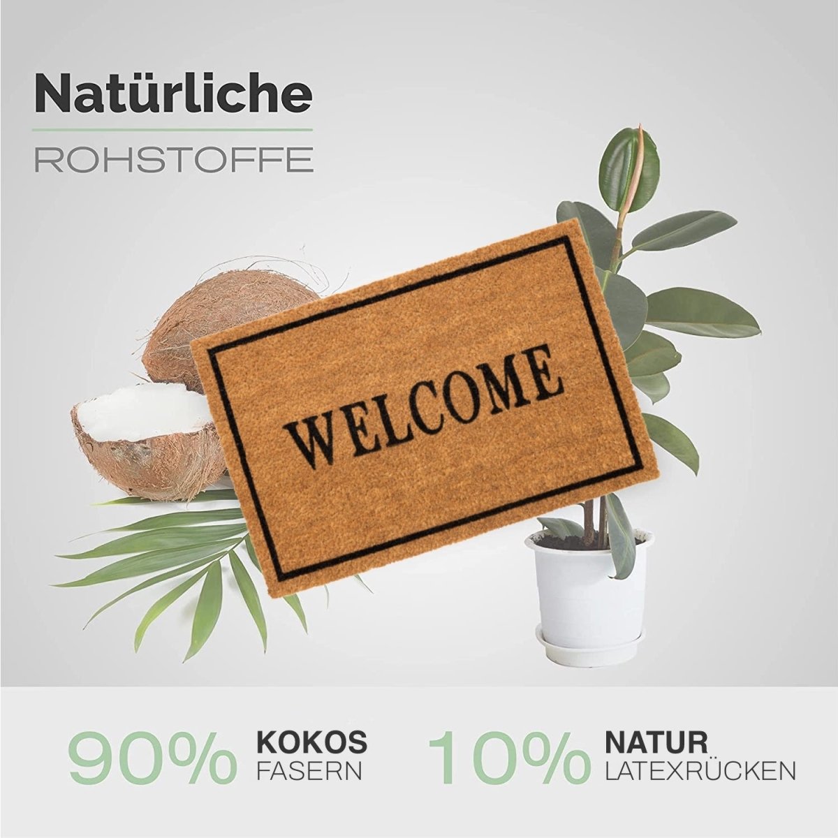 Kokos Fussmatte Welcome mit einen Rahmen - Entrando