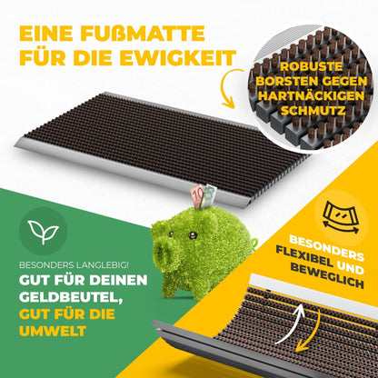 Premium Fußabtreter für Außen - Kraftvollen Bürsten und Metall-Rahmen aus Alu - Entrando