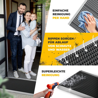 Premium Fußabtreter für Außen - Kraftvollen Bürsten und Metall-Rahmen aus Alu - Entrando